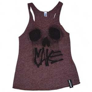 Flag Nor Fail Women's Maroon Skull Graphic Racerback Workout Tank Top